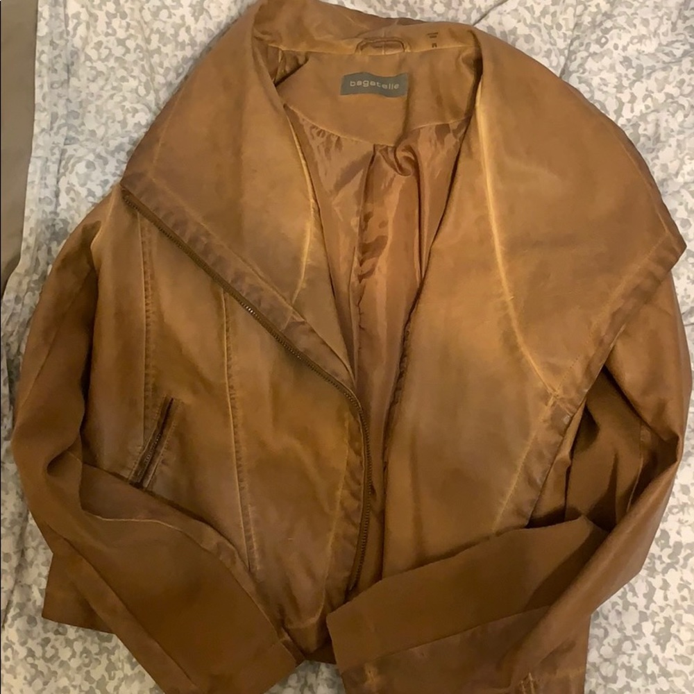 Faux tan leather jacket
